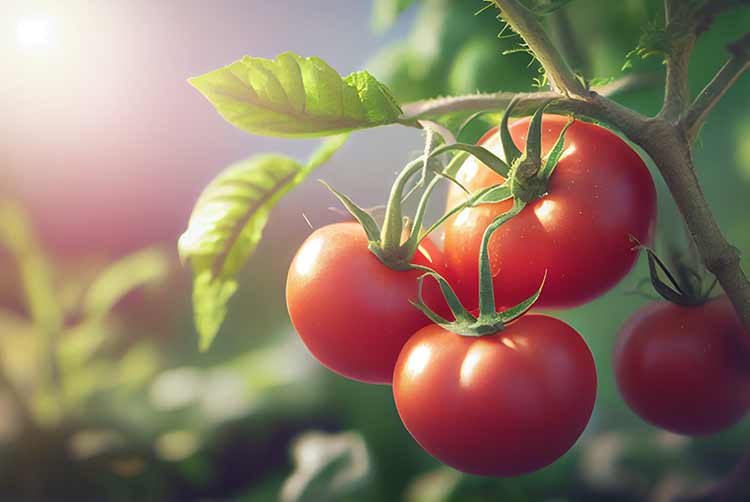 Haufen roter reifer tomaten auf pflanze