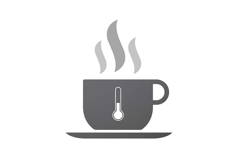 Illustration einer isolierten kaffeetasse mit einem thermometer-symbol